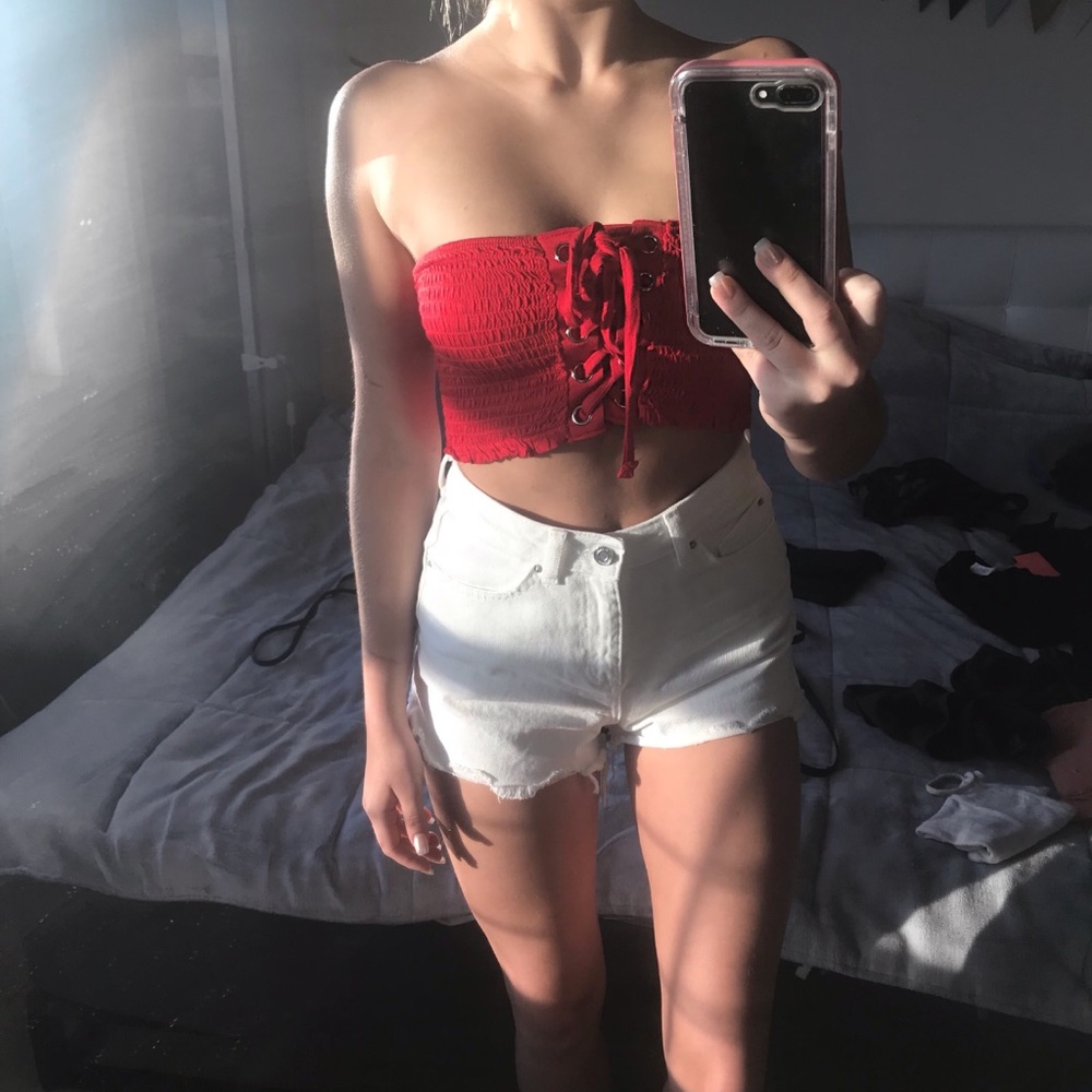 Red Lace-up Tube Top